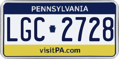 PA license plate LGC2728