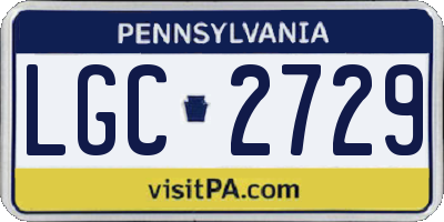 PA license plate LGC2729