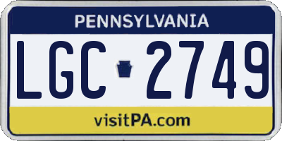 PA license plate LGC2749