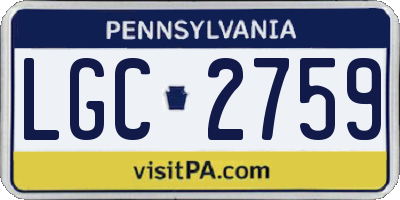 PA license plate LGC2759