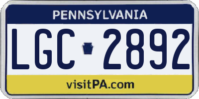 PA license plate LGC2892