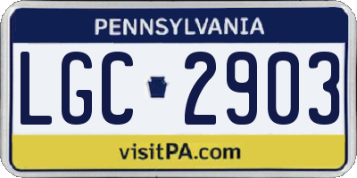 PA license plate LGC2903