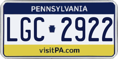 PA license plate LGC2922