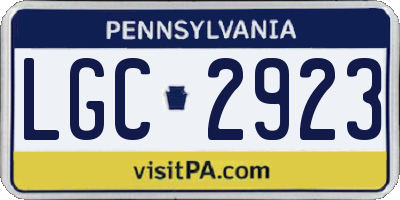 PA license plate LGC2923