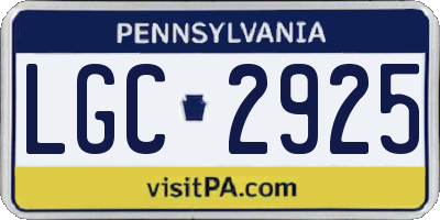 PA license plate LGC2925
