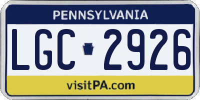 PA license plate LGC2926