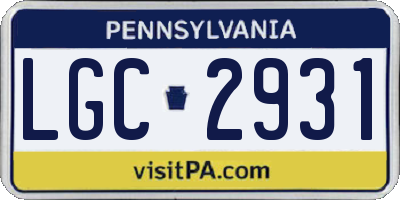 PA license plate LGC2931
