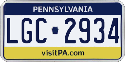 PA license plate LGC2934