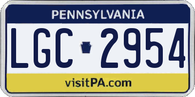 PA license plate LGC2954