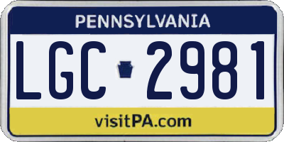 PA license plate LGC2981