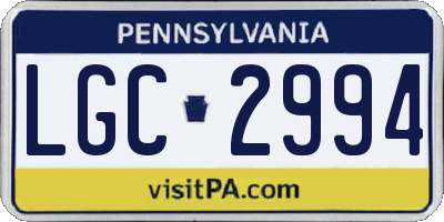 PA license plate LGC2994