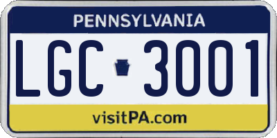 PA license plate LGC3001