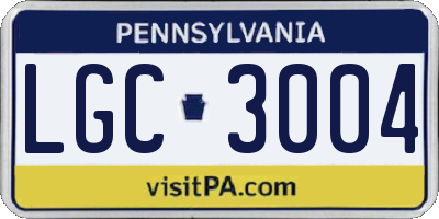 PA license plate LGC3004