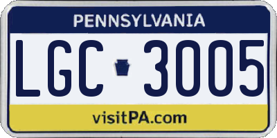 PA license plate LGC3005