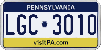 PA license plate LGC3010