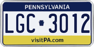 PA license plate LGC3012