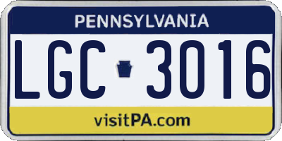 PA license plate LGC3016
