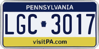 PA license plate LGC3017