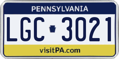 PA license plate LGC3021