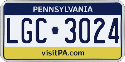 PA license plate LGC3024