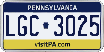 PA license plate LGC3025