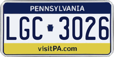 PA license plate LGC3026
