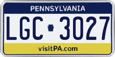 PA license plate LGC3027