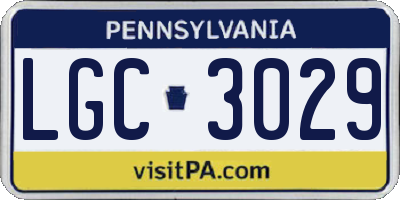 PA license plate LGC3029