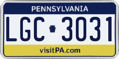 PA license plate LGC3031