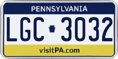 PA license plate LGC3032