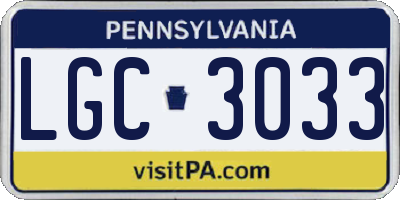 PA license plate LGC3033