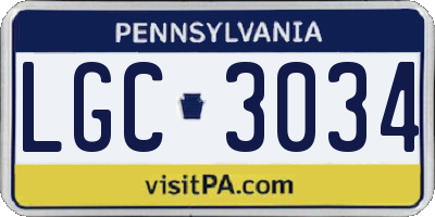 PA license plate LGC3034