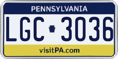 PA license plate LGC3036