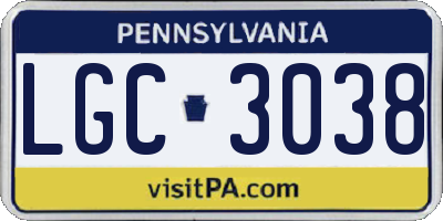 PA license plate LGC3038
