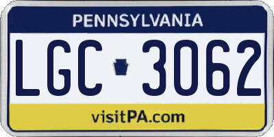 PA license plate LGC3062