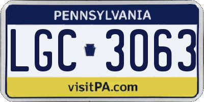 PA license plate LGC3063