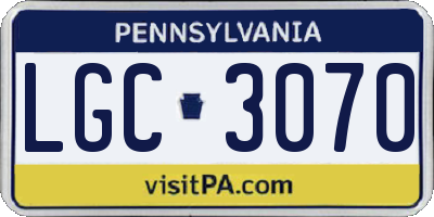 PA license plate LGC3070