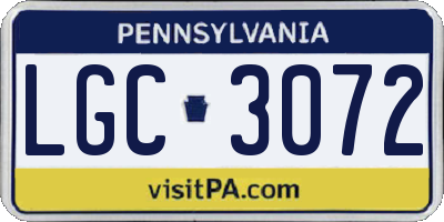 PA license plate LGC3072