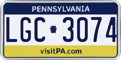 PA license plate LGC3074