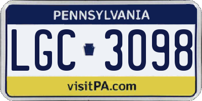 PA license plate LGC3098