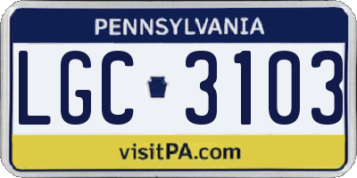 PA license plate LGC3103