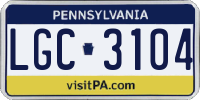 PA license plate LGC3104