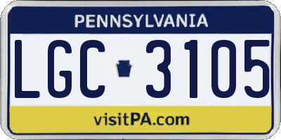 PA license plate LGC3105