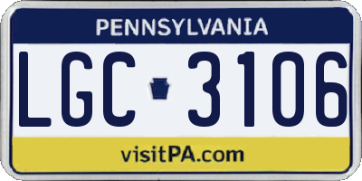 PA license plate LGC3106
