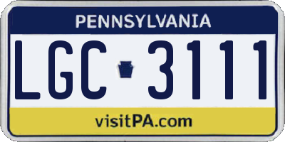 PA license plate LGC3111
