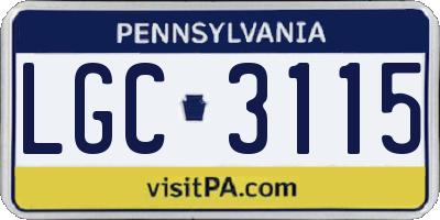 PA license plate LGC3115