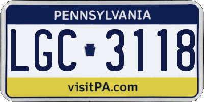PA license plate LGC3118