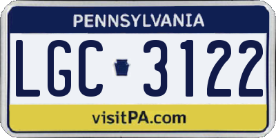 PA license plate LGC3122