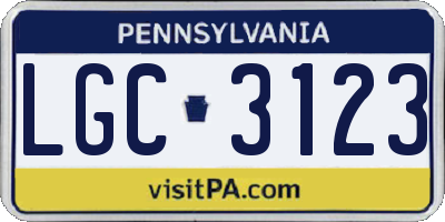 PA license plate LGC3123