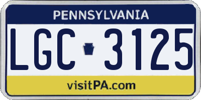 PA license plate LGC3125